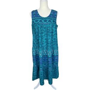 Vermont Country Store Cotton Muumuu Lounge Maxi Dress Size M Boho Resort Cottage